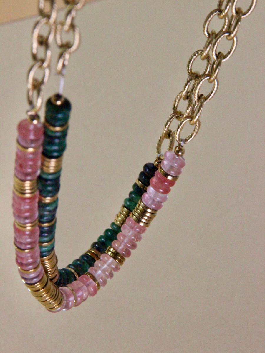 MILEY necklace - Women's necklace with semi-precious stone chains