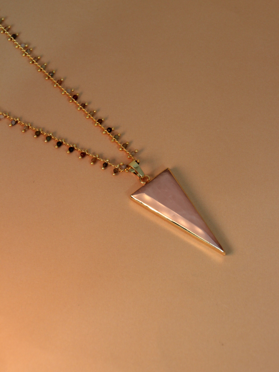 TESS necklace - Triangular natural stone pendant