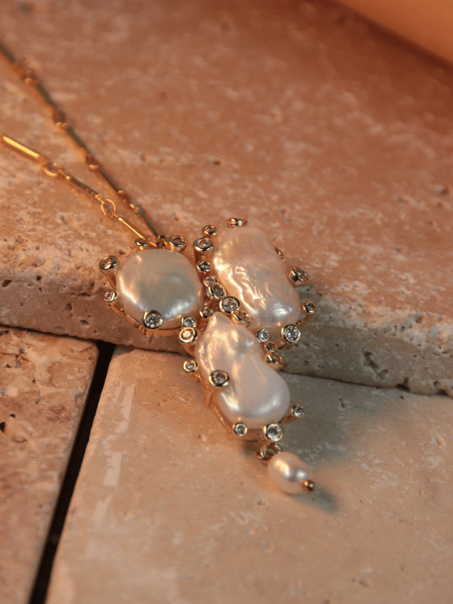 PALOMA necklace - Baroque zircon pearl pendant