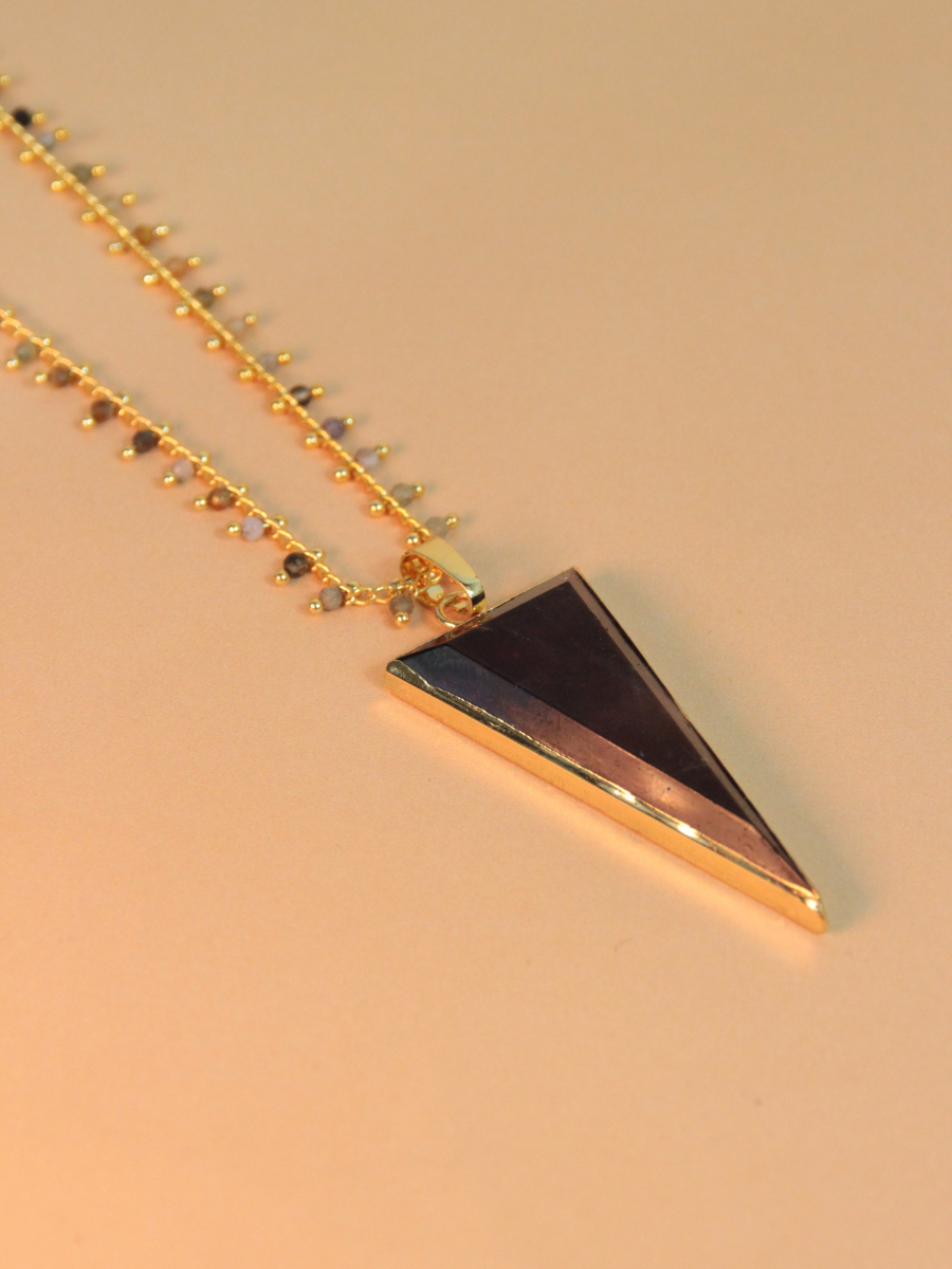 TESS necklace - Triangular natural stone pendant