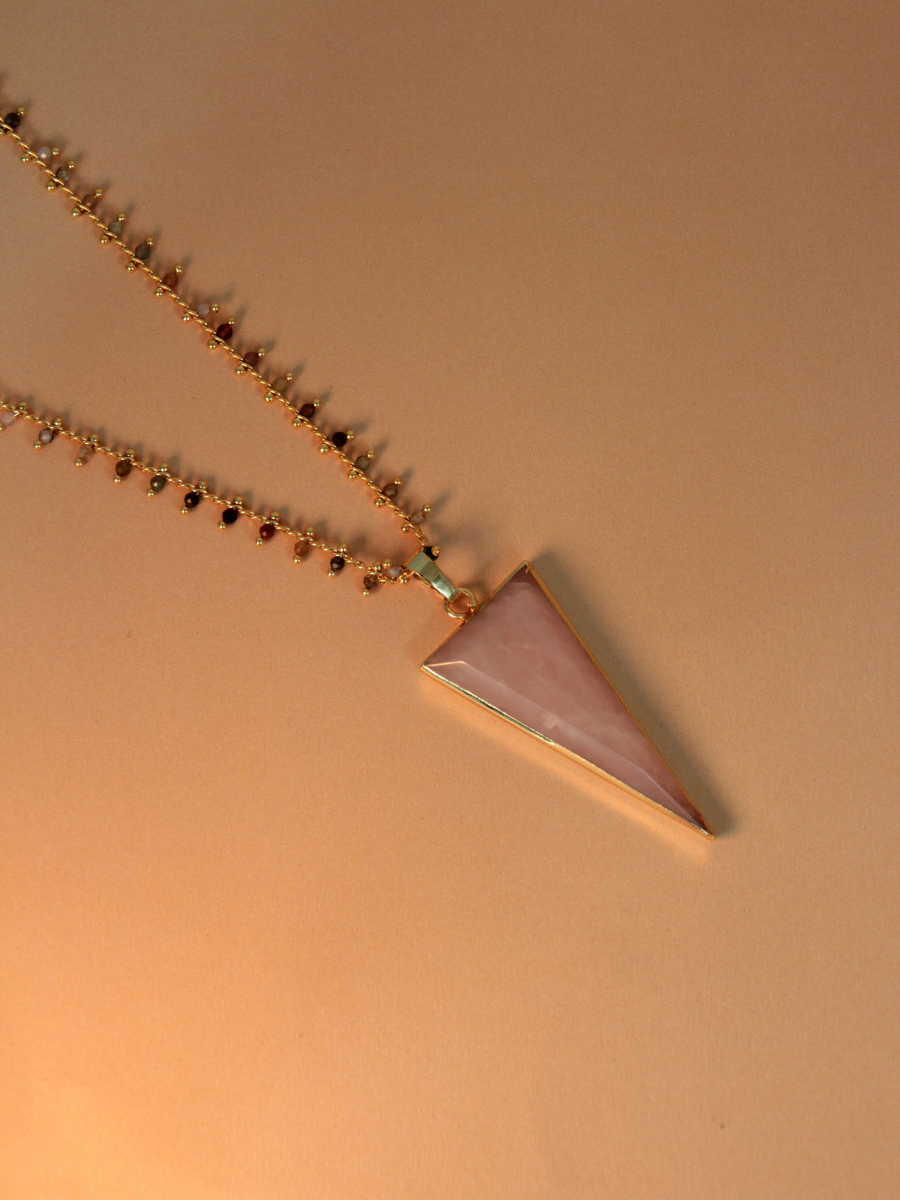 TESS necklace - Triangular natural stone pendant