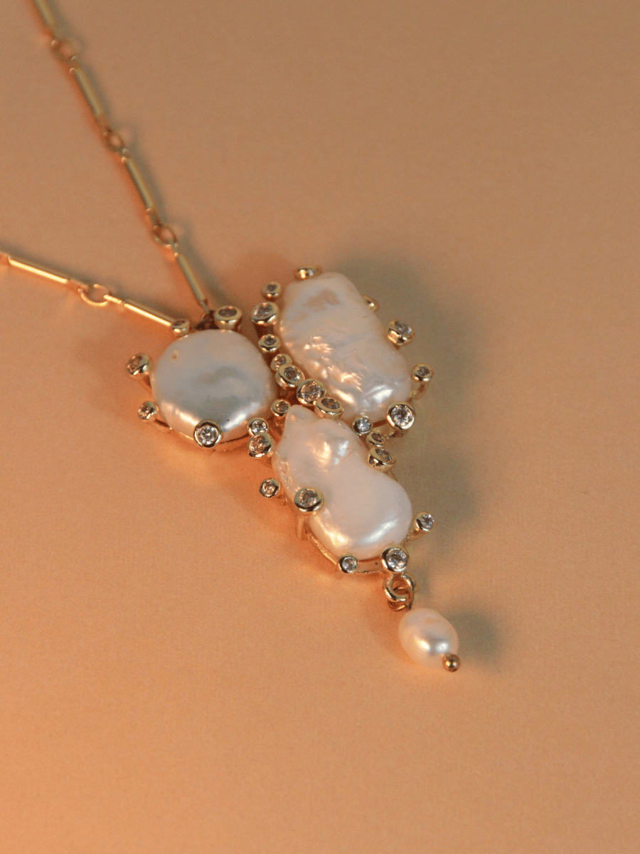 PALOMA necklace - Baroque zircon pearl pendant