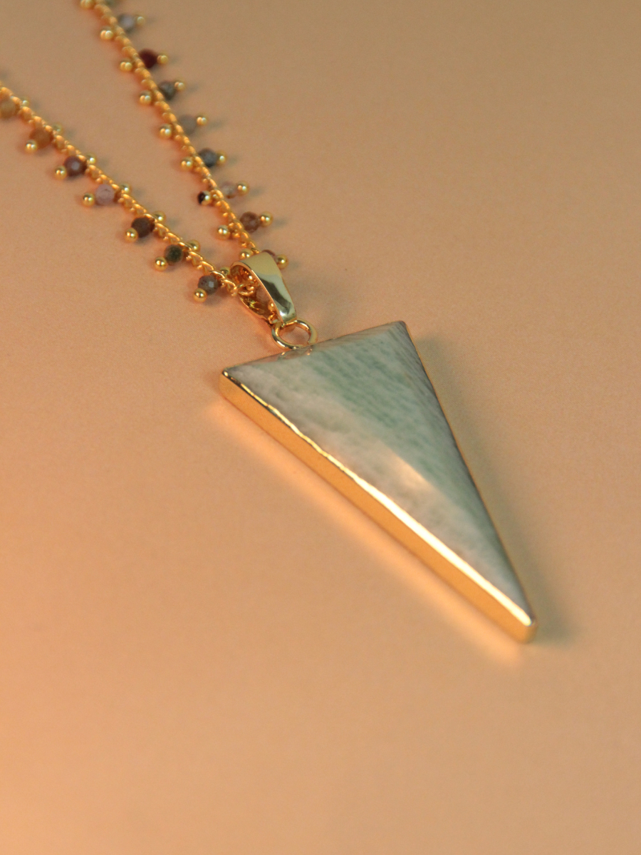 TESS necklace - Triangular natural stone pendant