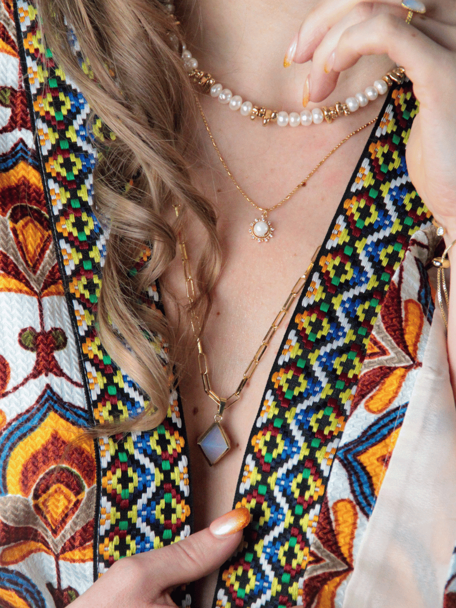 CONSTANTINA Long Necklace - Opalite Pendant