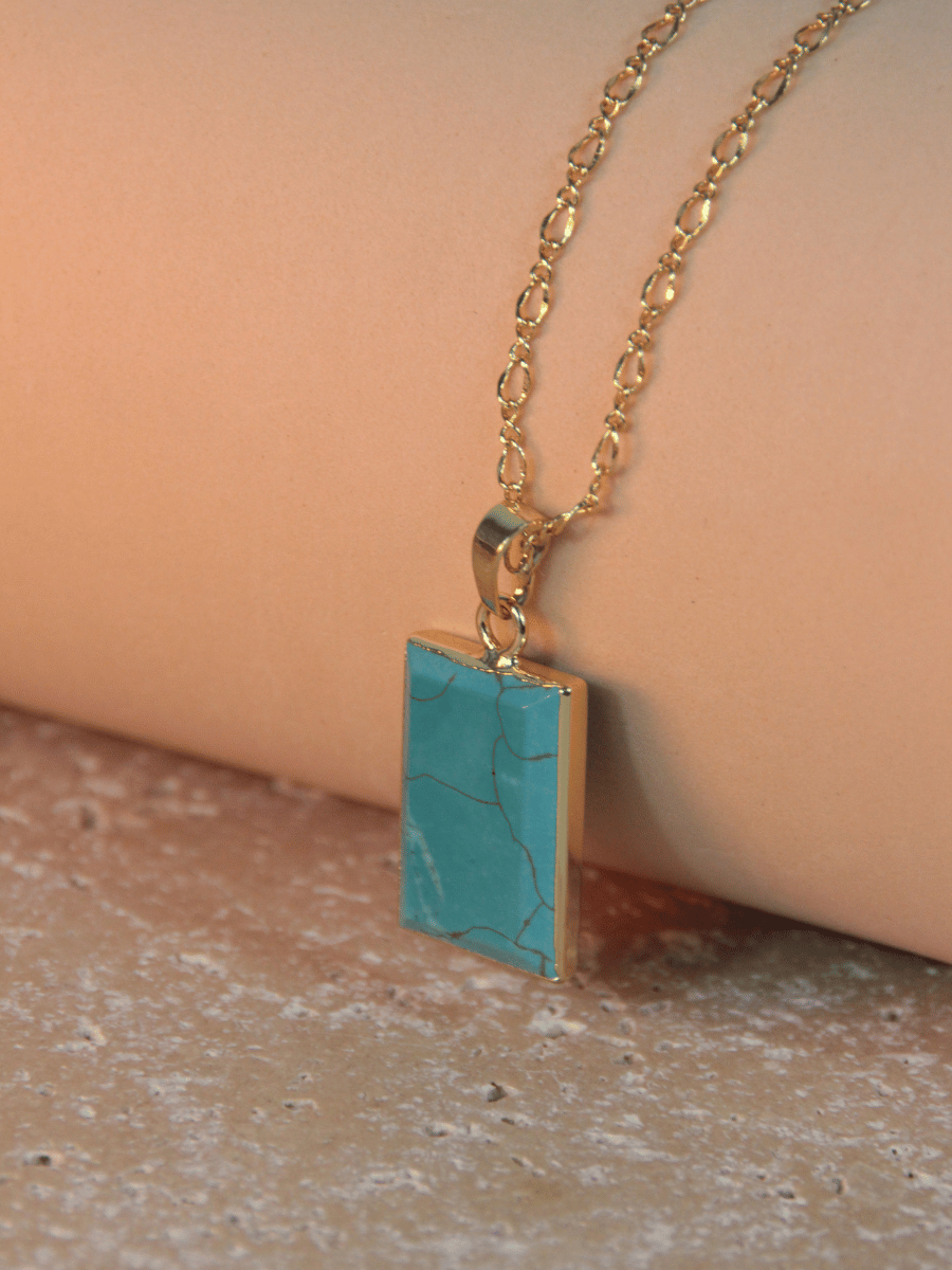 ADELA necklace - Rectangular natural stone pendant
