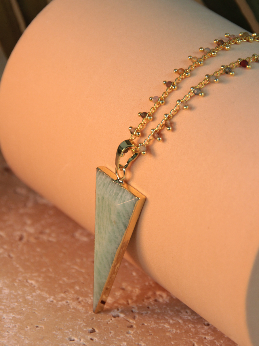 TESS necklace - Triangular natural stone pendant