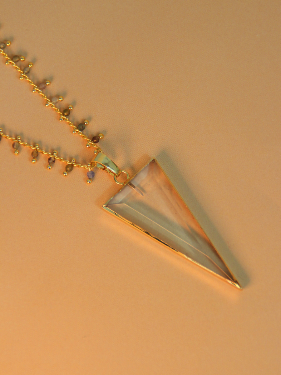 TESS necklace - Triangular natural stone pendant