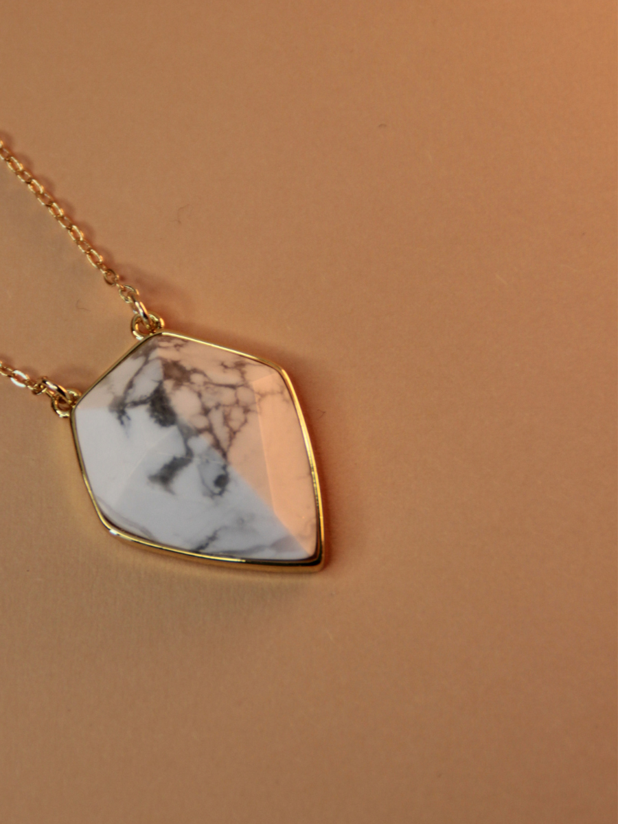 PETRA Pentagon necklace - Natural stone shield pendant
