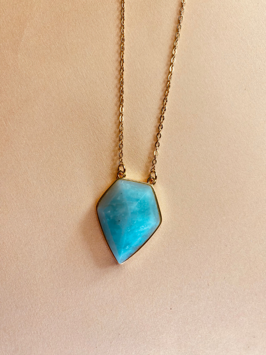 PETRA Pentagon necklace - Natural stone shield pendant