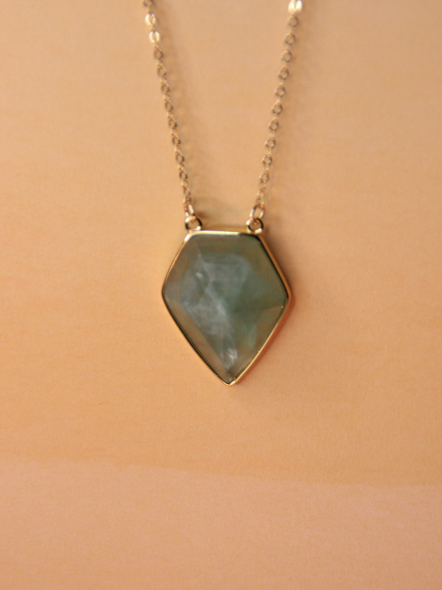 PETRA Pentagon necklace - Natural stone shield pendant