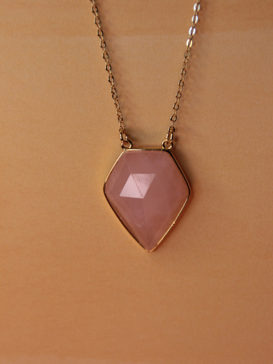 PETRA Pentagon necklace - Natural stone shield pendant