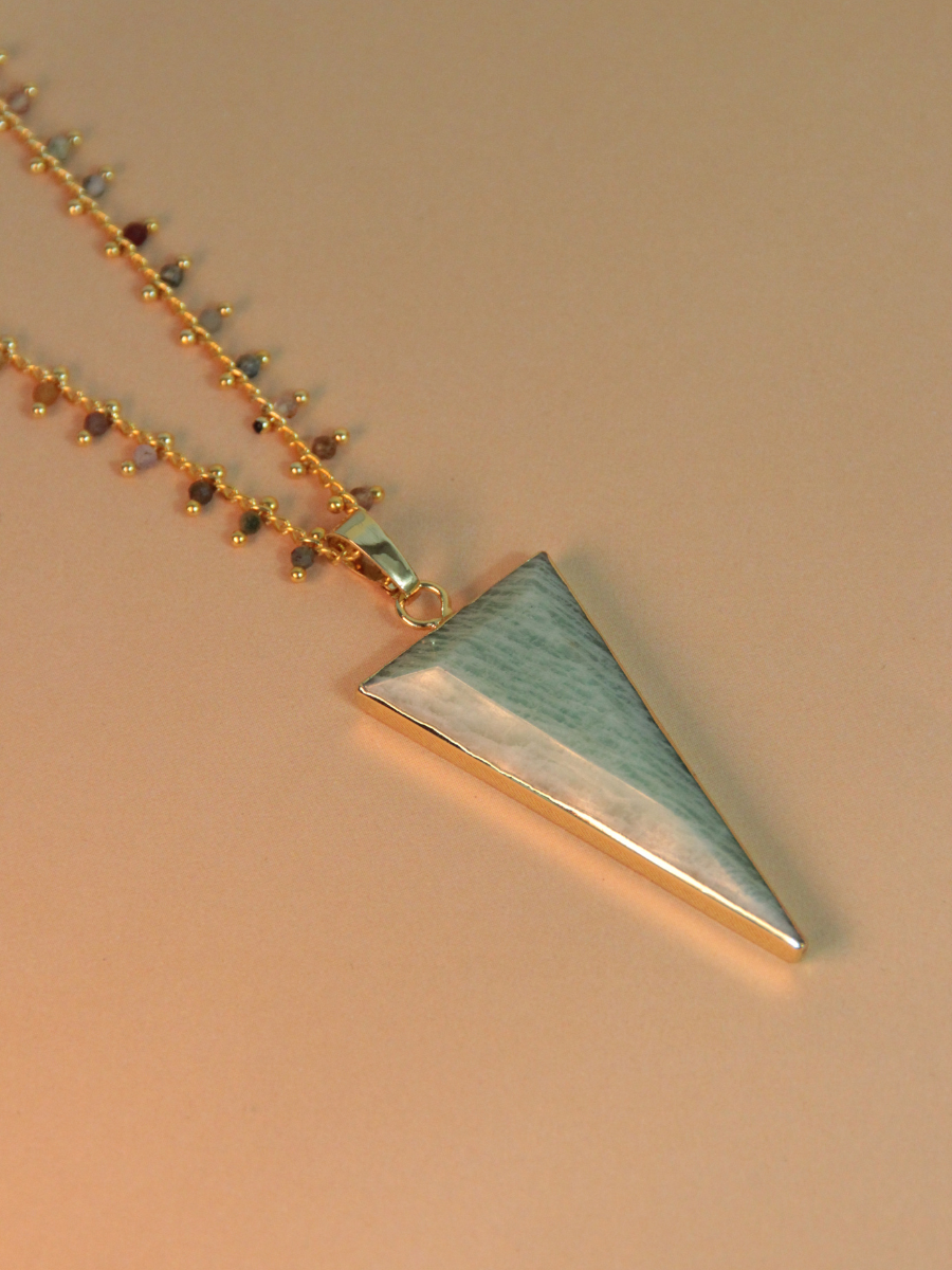 TESS necklace - Triangular natural stone pendant