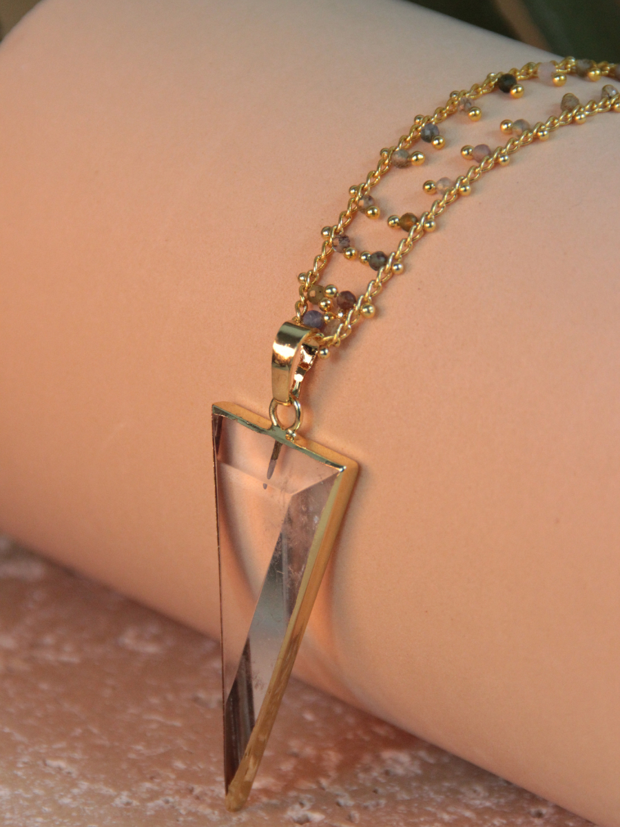 TESS necklace - Triangular natural stone pendant