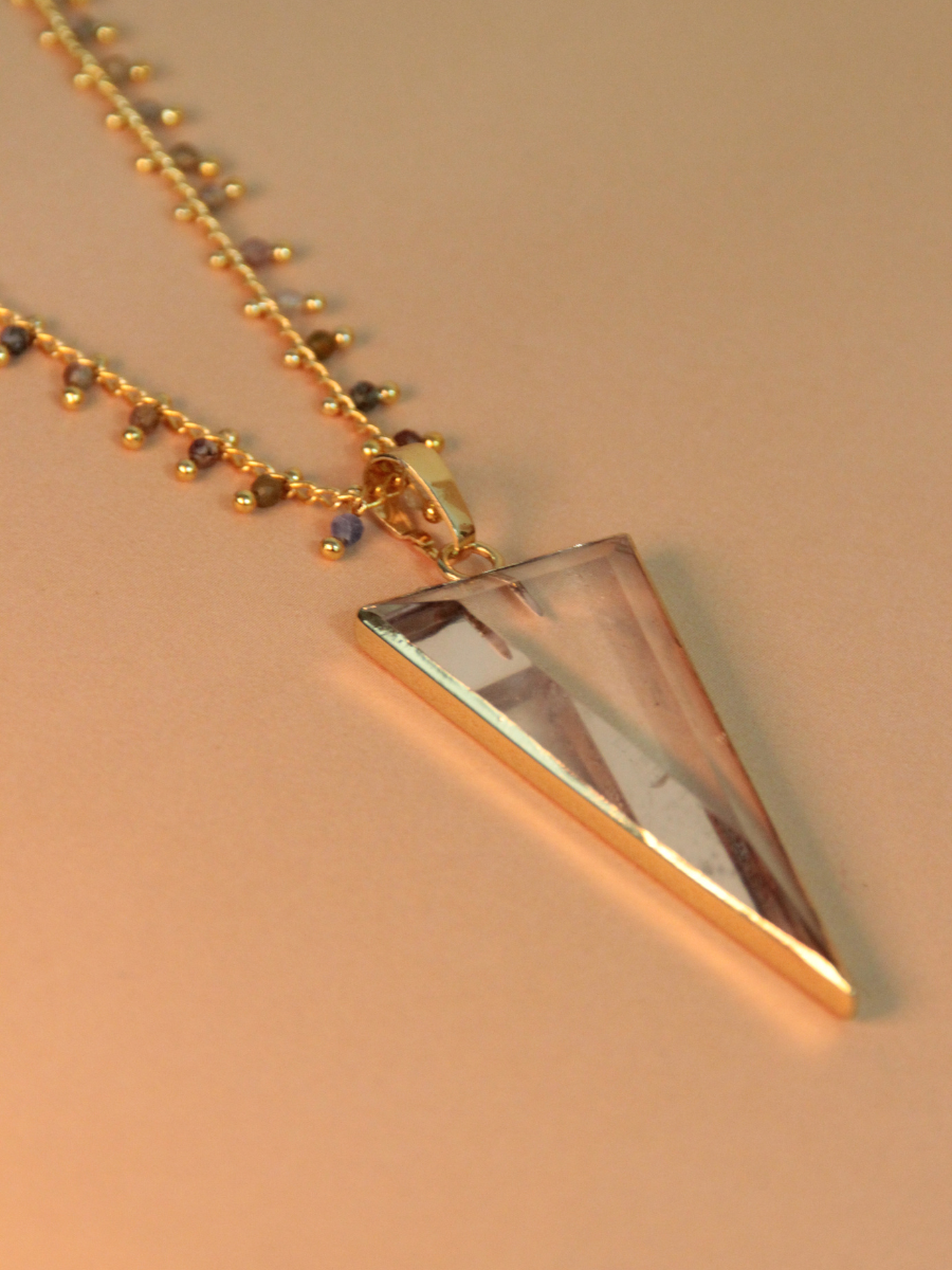 TESS necklace - Triangular natural stone pendant