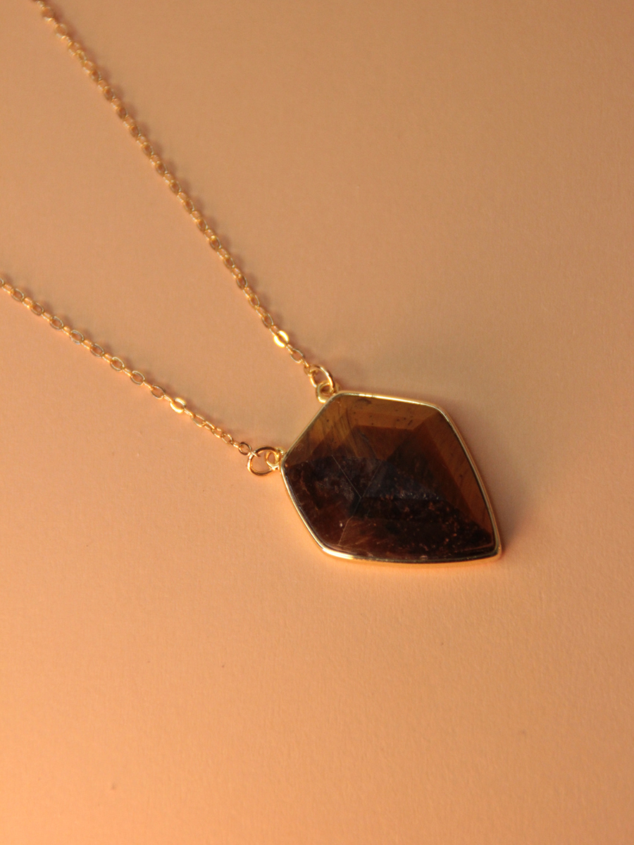 PETRA Pentagon necklace - Natural stone shield pendant