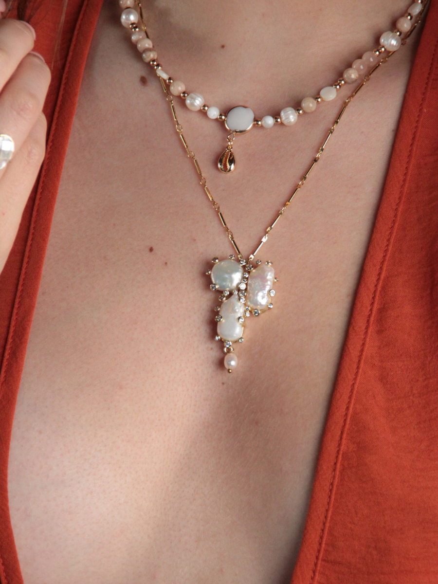 PALOMA necklace - Baroque zircon pearl pendant