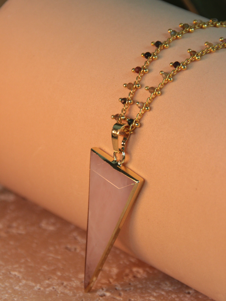 TESS necklace - Triangular natural stone pendant