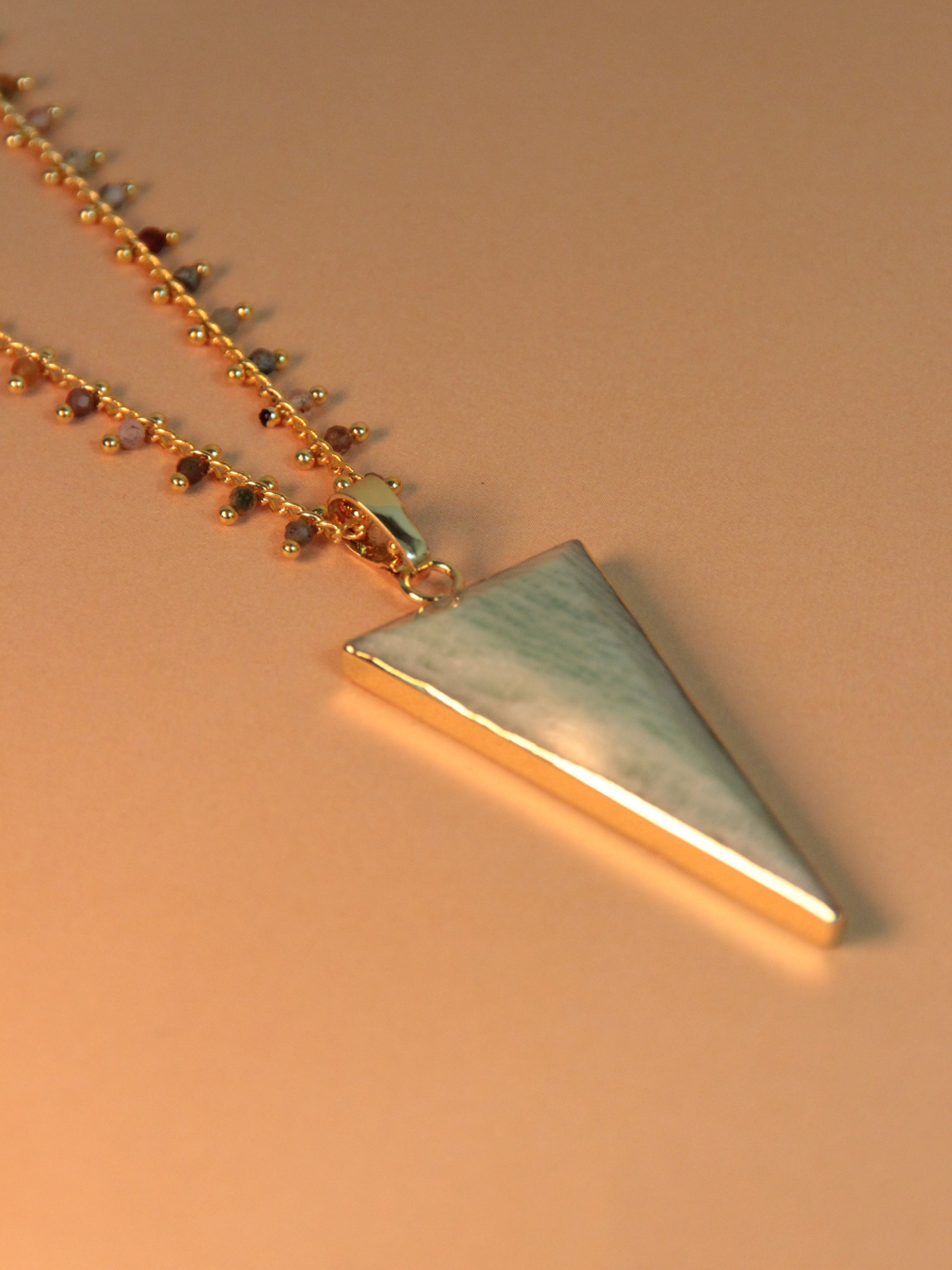 TESS necklace - Triangular natural stone pendant