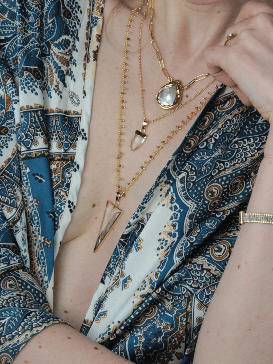 TESS necklace - Triangular natural stone pendant