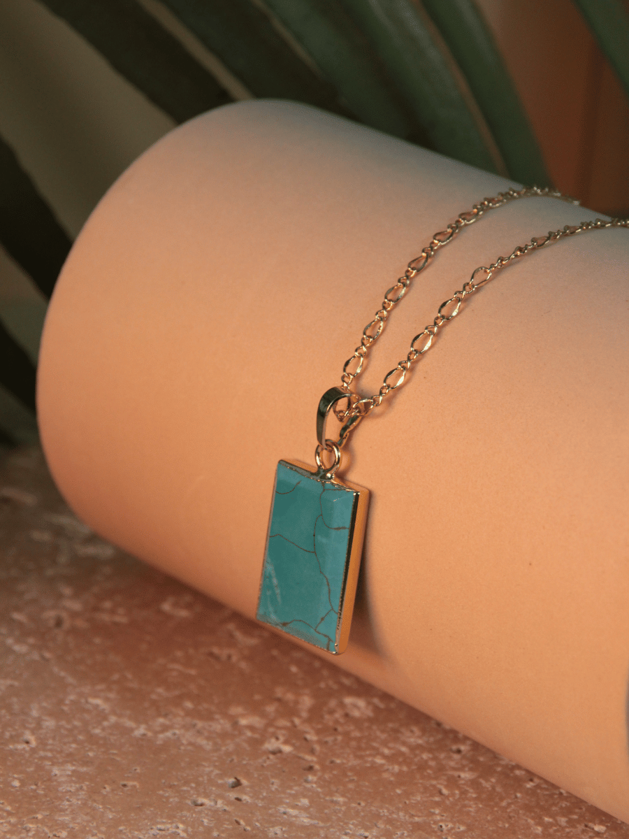 ADELA necklace - Rectangular natural stone pendant