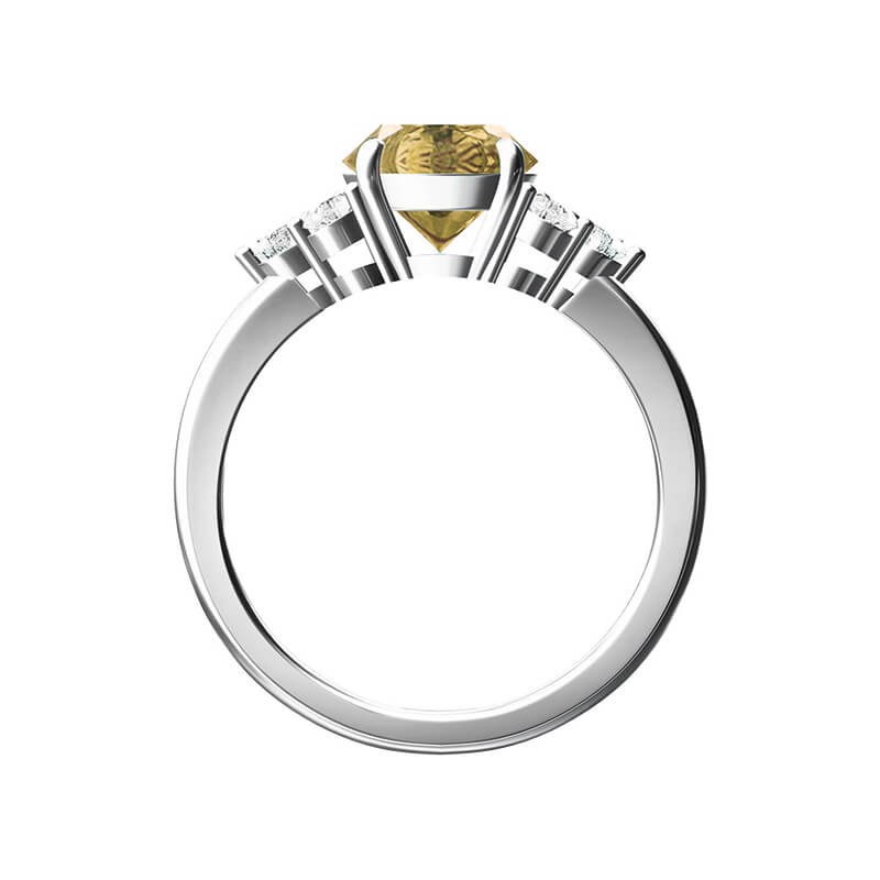 Colored Round Moissanite Side Stone Engagement Ring
