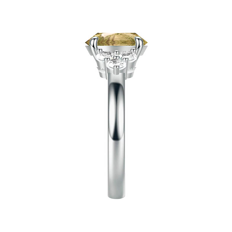 Colored Round Moissanite Side Stone Engagement Ring