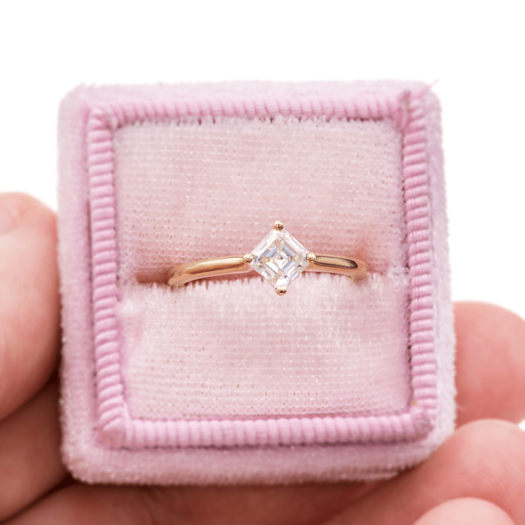 Asscher Cut Moissanite Compass Prong Set Cora Solitaire Engagement Ring