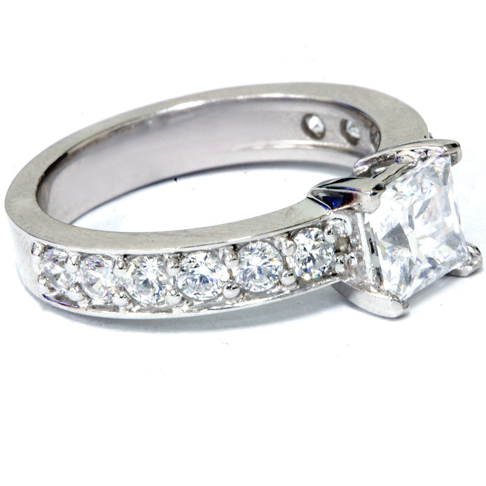 2 ct Princess Cut Diamond Engagement Ring 14K White Gold Clarity Lab Grown
