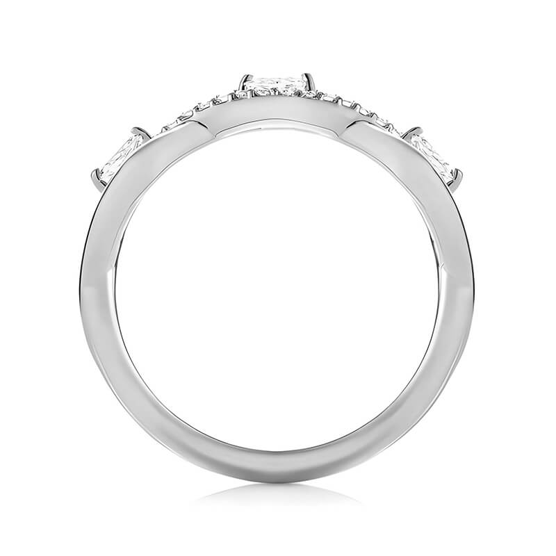 Criss-Cross Pattern Marquise Moissanite Pave Wedding Band Ring