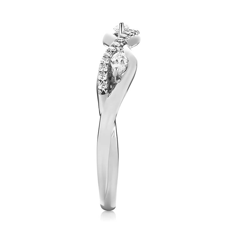 Criss-Cross Pattern Marquise Moissanite Pave Wedding Band Ring