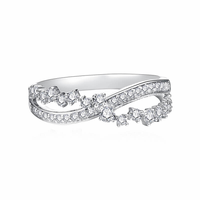 Criss Cross Moissanite Pave Wedding Band
