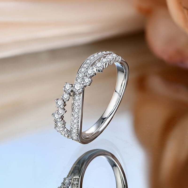 Criss Cross Moissanite Pave Wedding Band