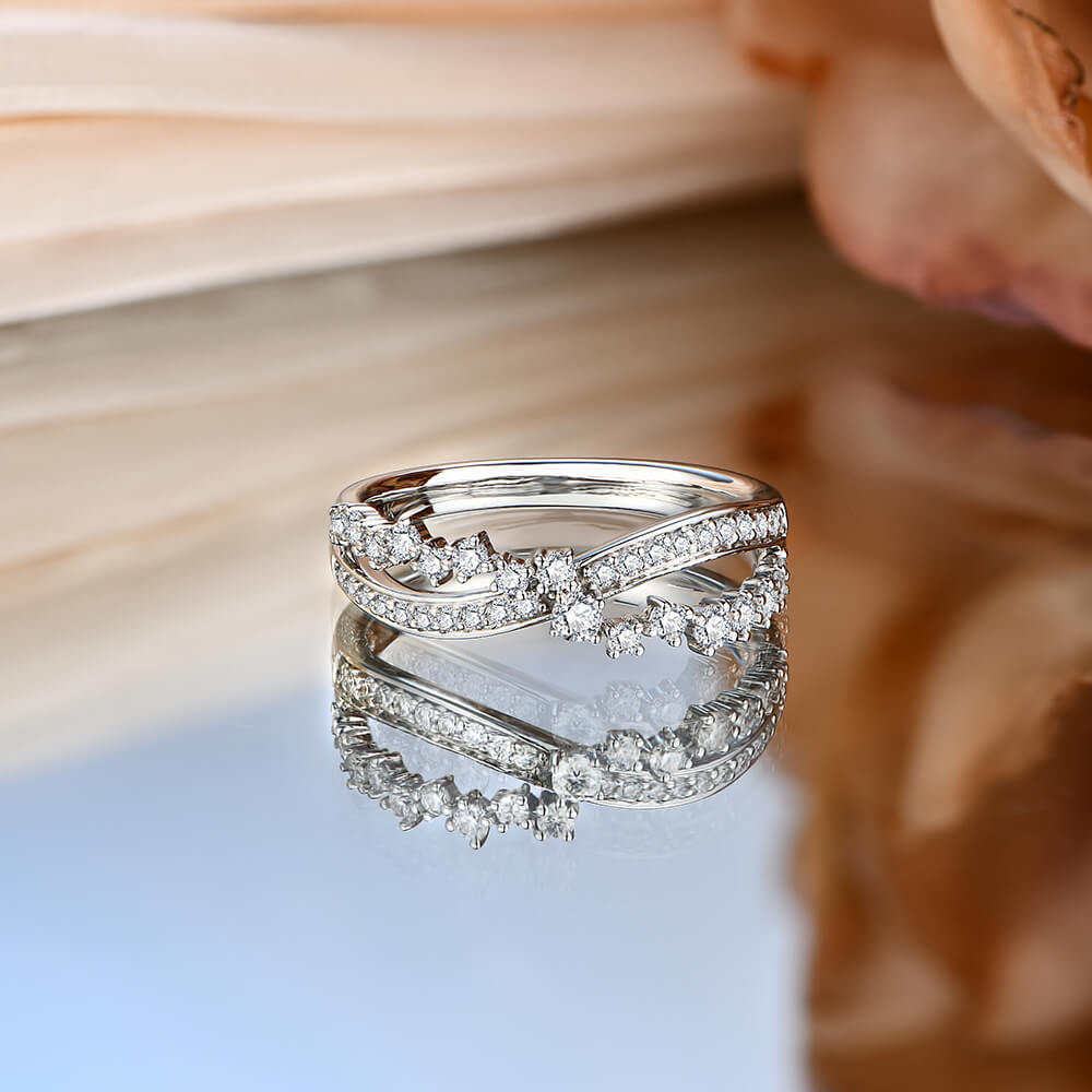 Criss Cross Moissanite Pave Wedding Band