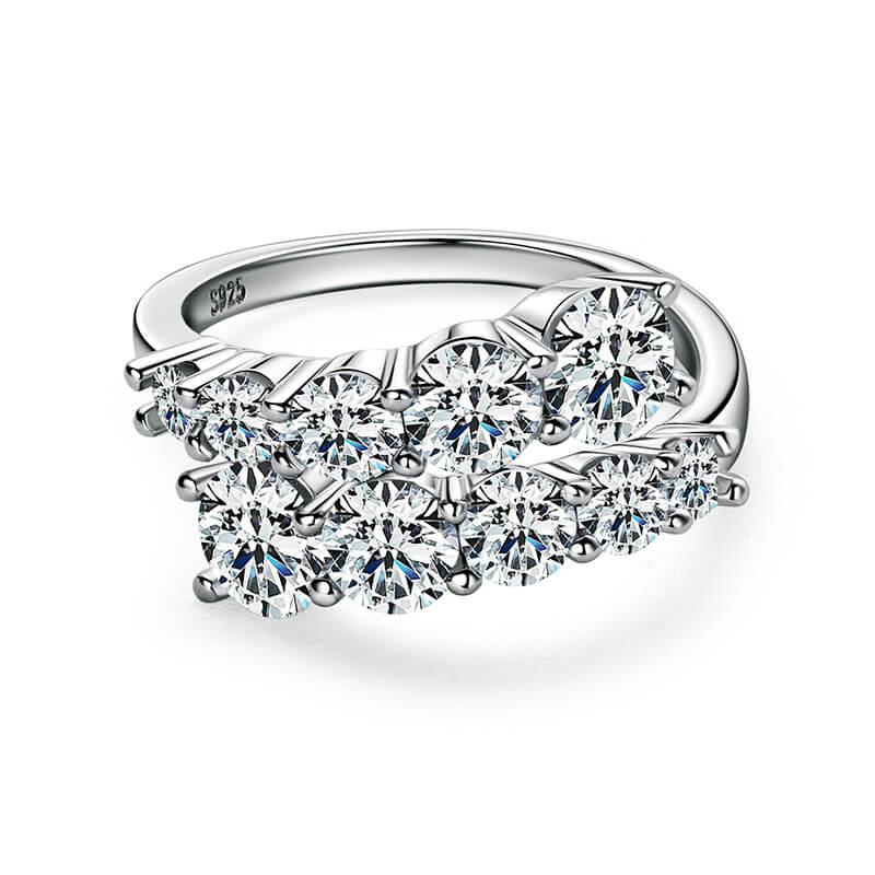 Bypass Graduated Moissanite Half Eternity Wedding Band Ring