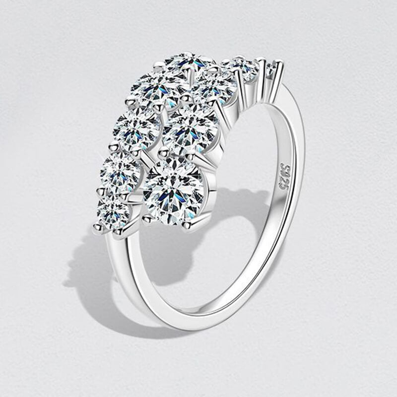 Bypass Graduated Moissanite Half Eternity Wedding Band Ring