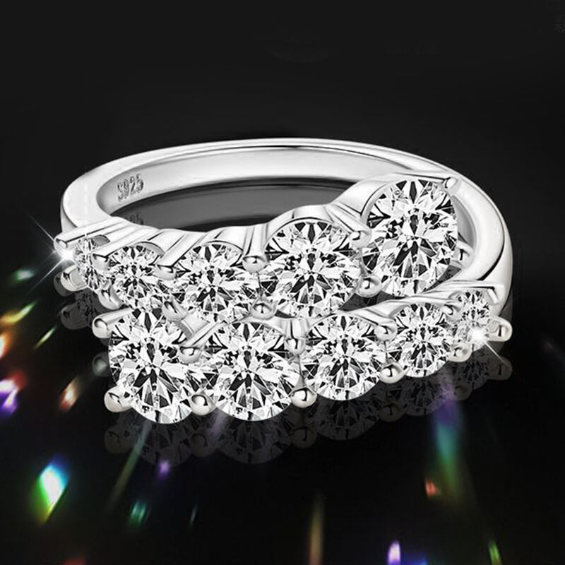 Bypass Graduated Moissanite Half Eternity Wedding Band Ring