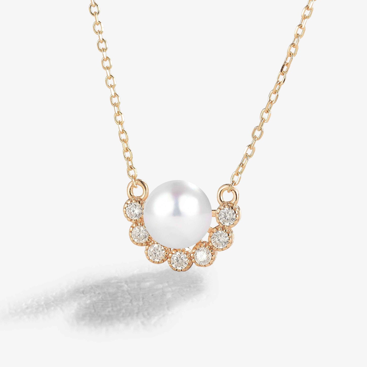 Crown 7.0-8.0 mm 16 inch  Akoya Pearl Gold Necklace - Ready to Ship