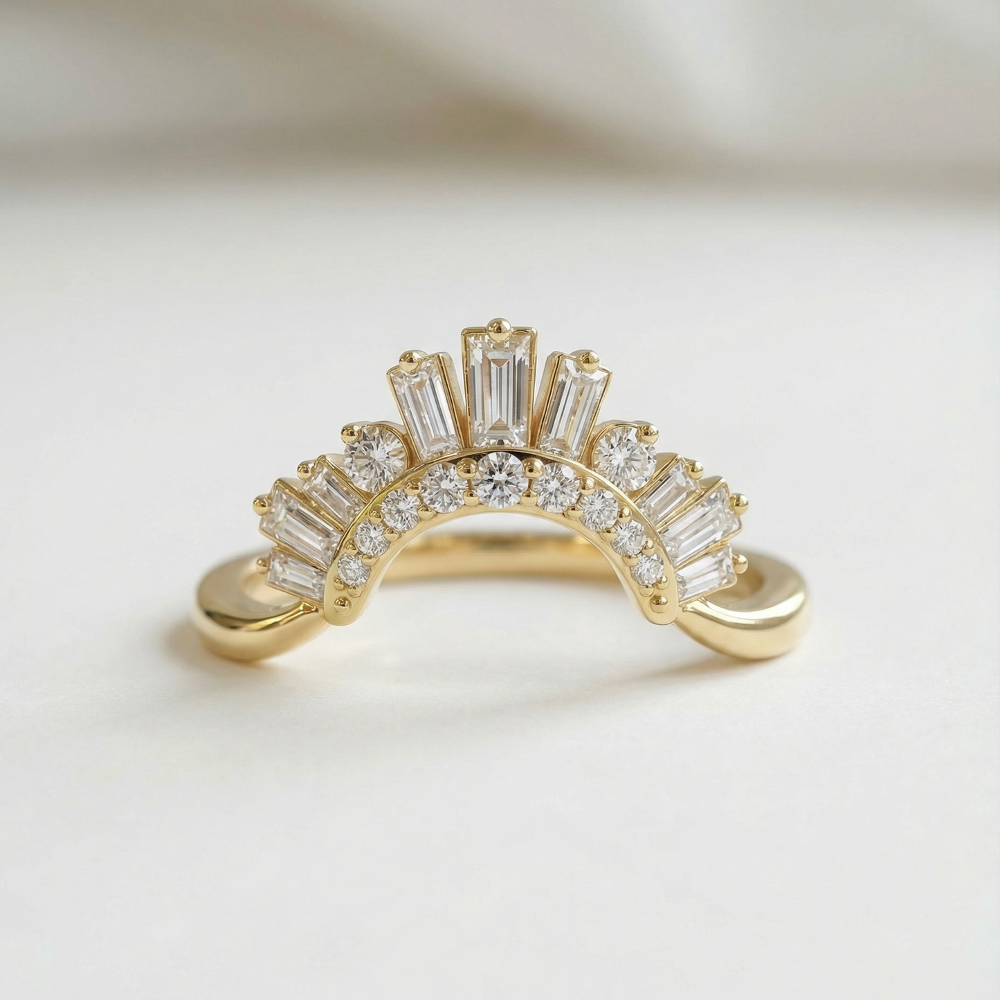 The Crown Contour Band | Mixed Cut | Natural Diamond