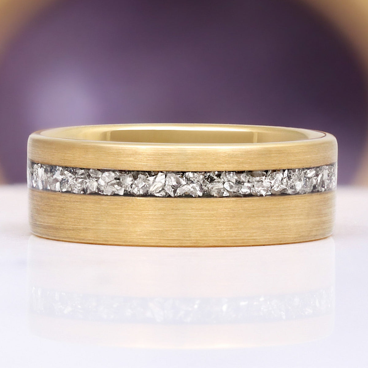 Crushed Diamond Gold Tungsten Ring (8mm)