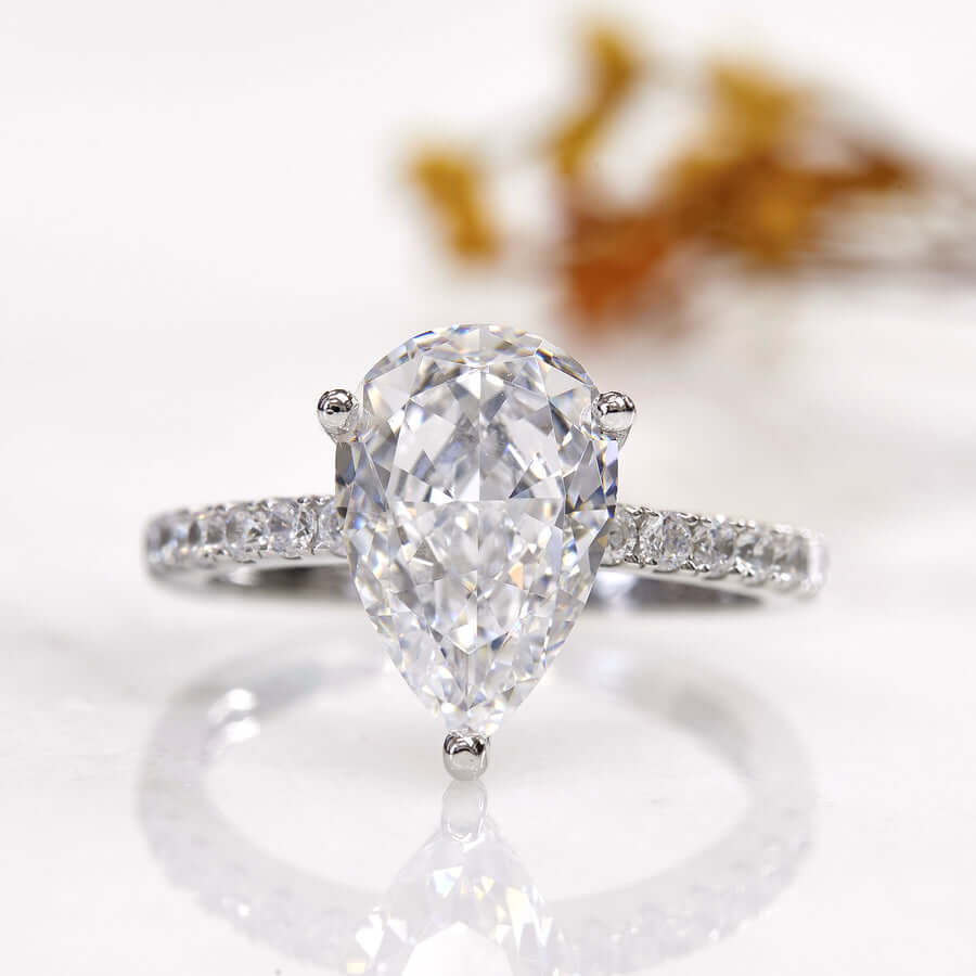 Pear Cut Multi Color Sterling Silver Engagement Ring
