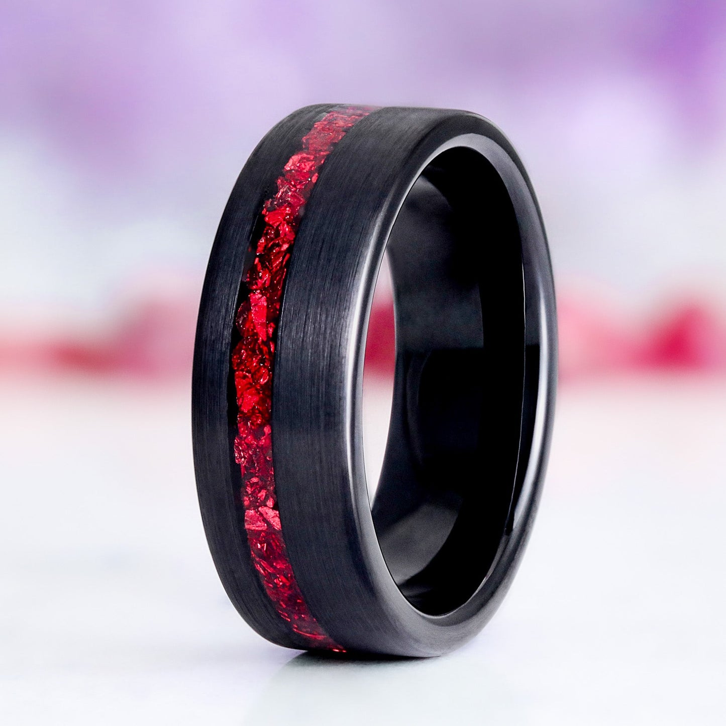 Crushed Ruby Mens Tungsten Ring (8mm)