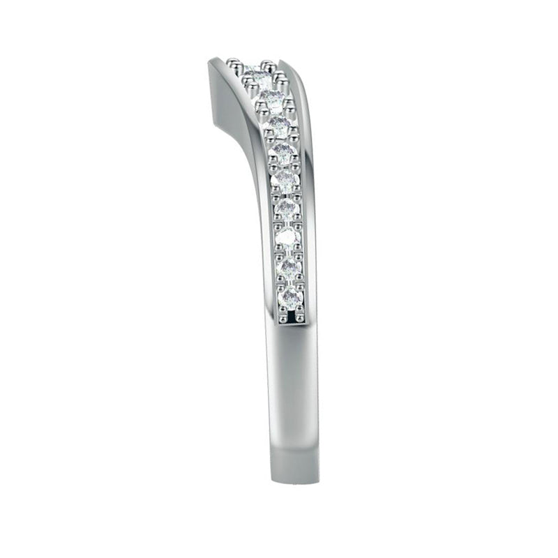 Curved Pave Moissanite Euro Half Eternity Wedding Band Ring