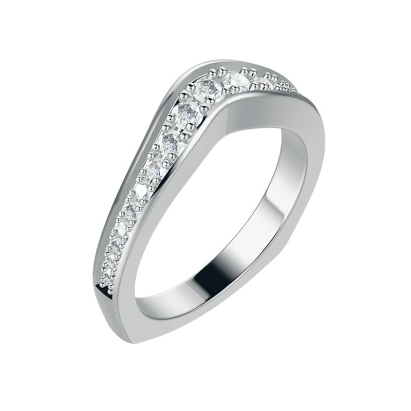 Curved Pave Moissanite Euro Half Eternity Wedding Band Ring
