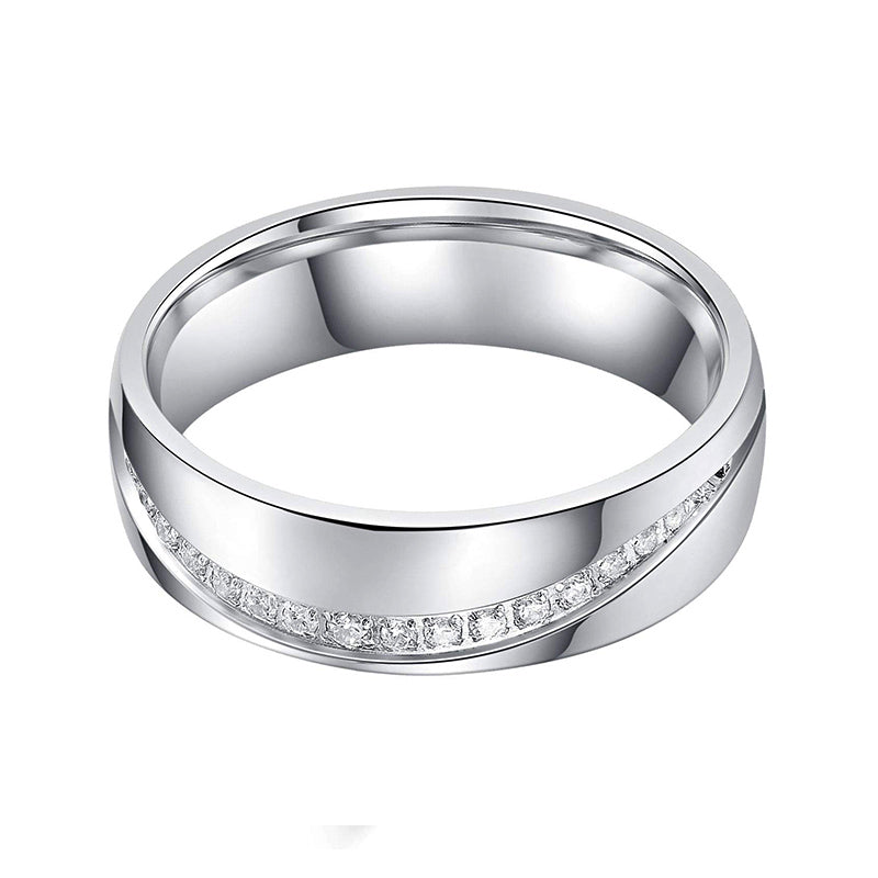 Curved Set Moissanite Eternity Channel Wedding Band Ring