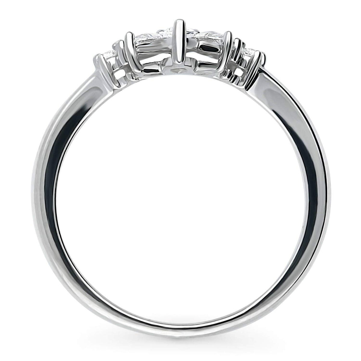 Curved With Marquise Accents Moissanite Wedding Band Ring In Sterling Silver
