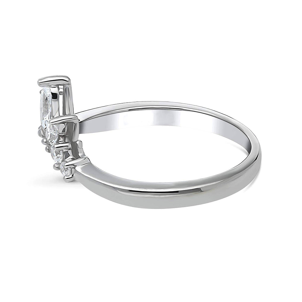 Curved With Marquise Accents Moissanite Wedding Band Ring In Sterling Silver