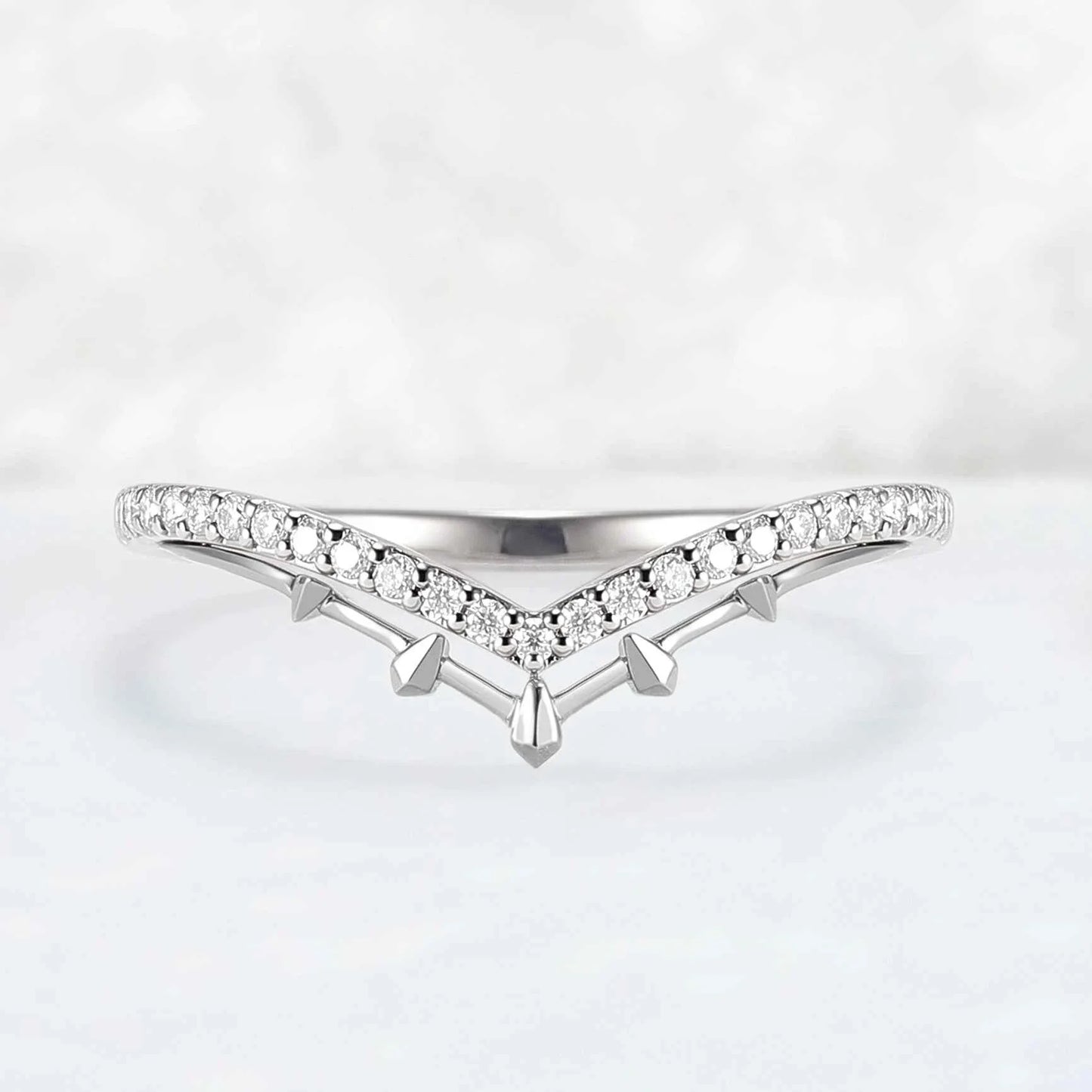 Curved White & Yellow Gold Wedding Ring Halloween Jewelry
