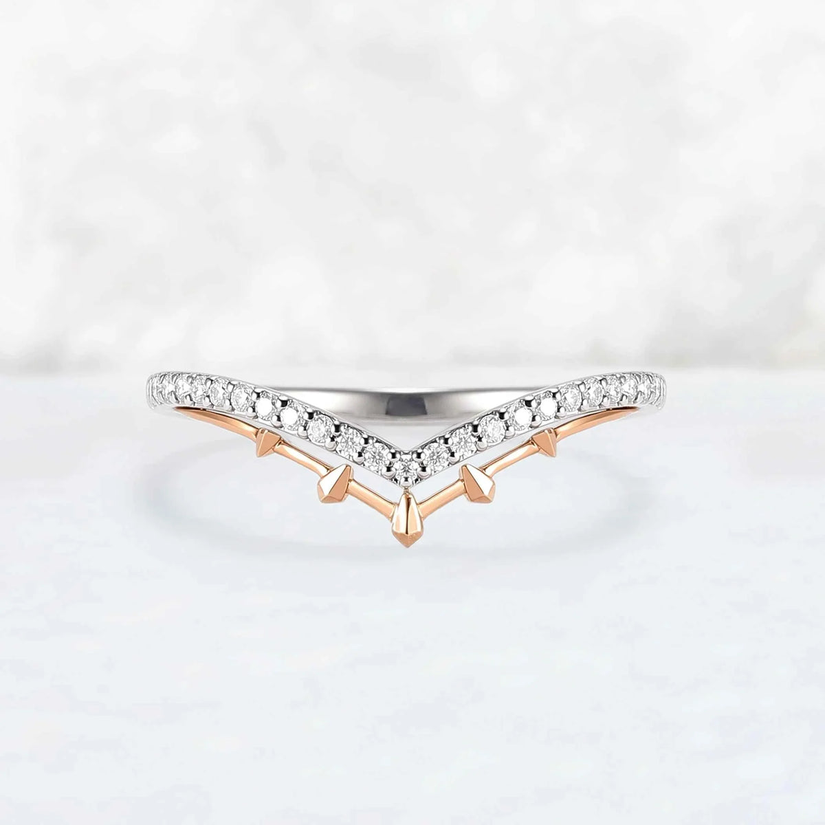 Curved White & Yellow Gold Wedding Ring Halloween Jewelry