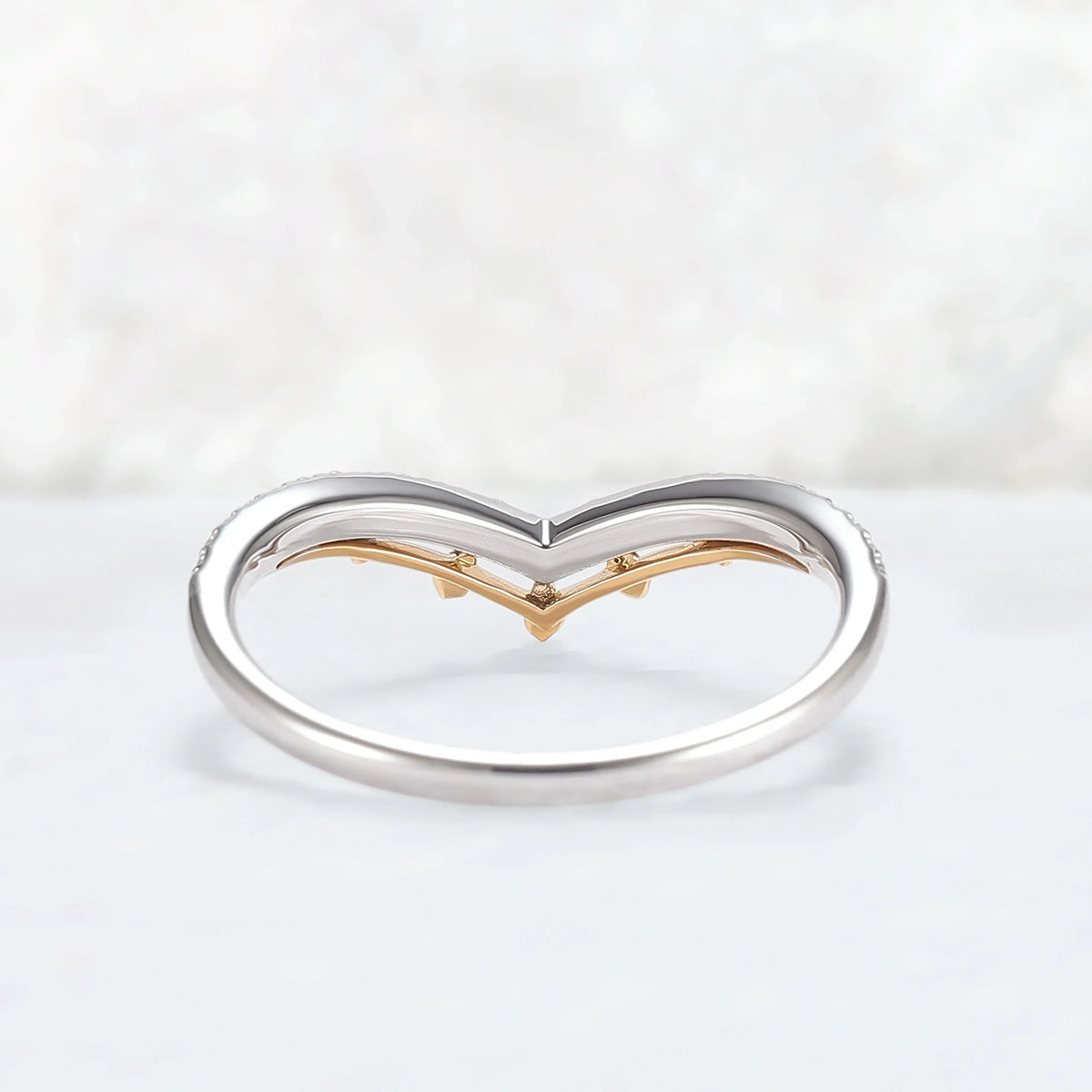 Curved White & Yellow Gold Wedding Ring Halloween Jewelry