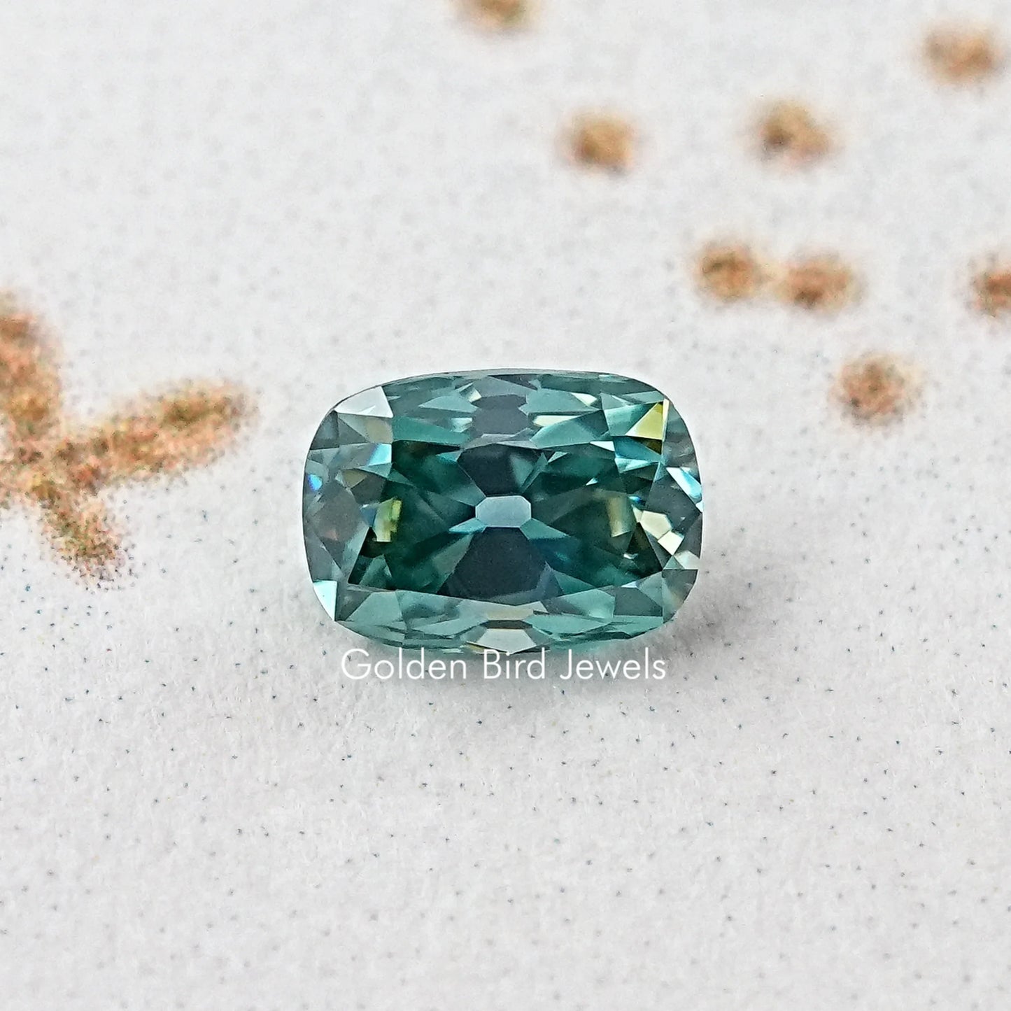 Blue Cushion Cut Moissanite Stone